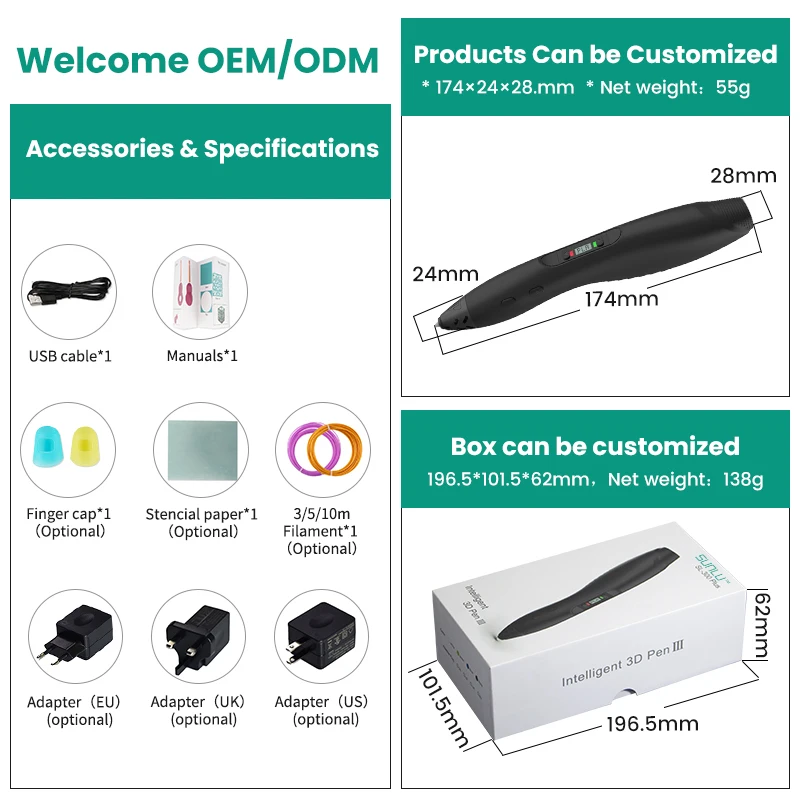 SUNLU, беспроводная 3d-ручка для рисования, для дизайна и рисования, цена в Пакистане, 3d-ручка