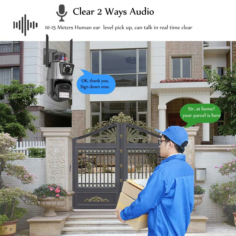 Customized Dual Lens 4K Dual Screen Wifi Ptz Auto Tracking Outdoor Security Ip Camera 6MP Icsee Surveillance Cctv Camera System