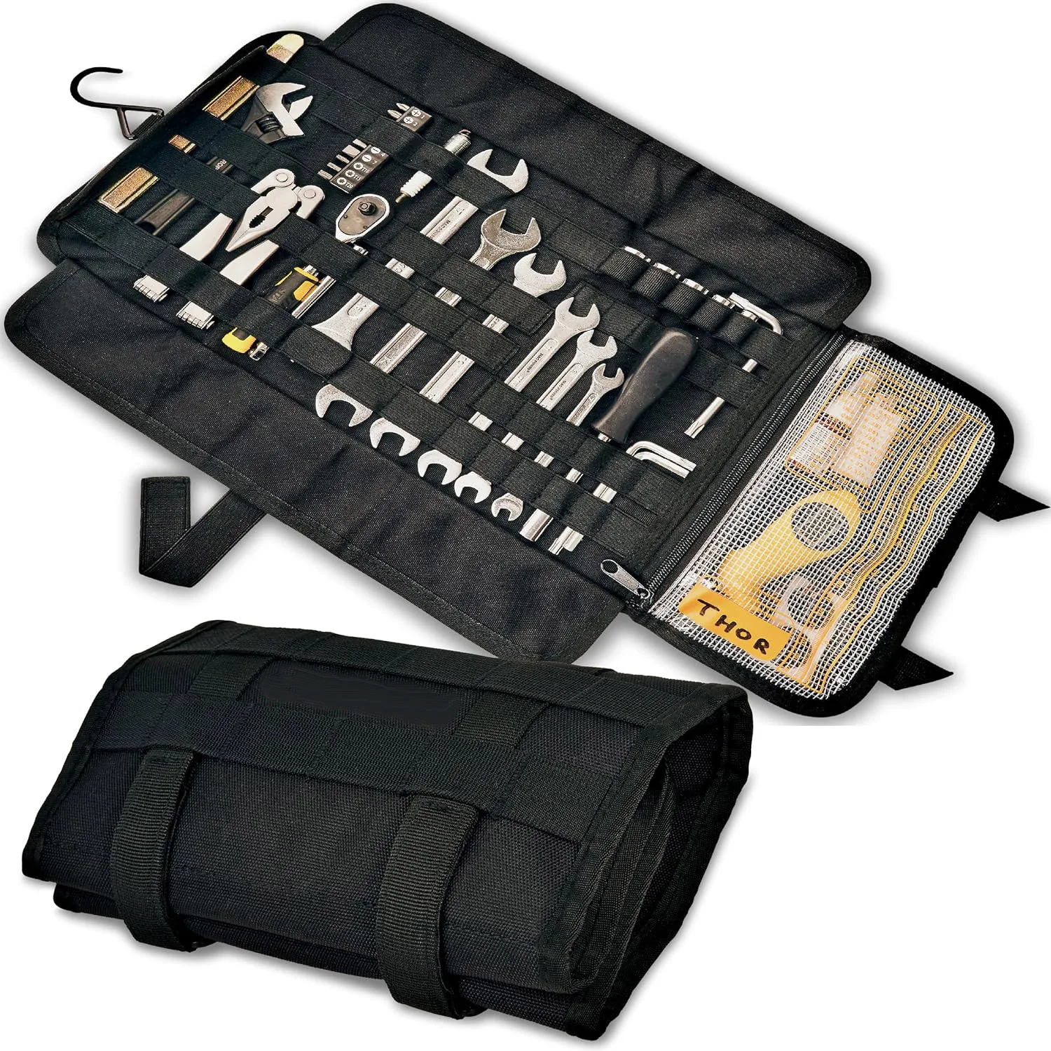 BSCI Factory Premium OEM Custom Motorcycle Wrench Roll up Organizer Pouch Wrap Tool Roll Outdoor Motor Bag