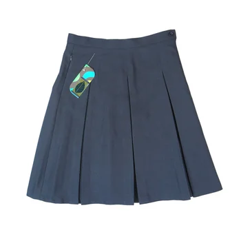 High Quality British Style Girls Student Skirt Design Navy Blue Half Skirt School Uniform Pleated Skirt