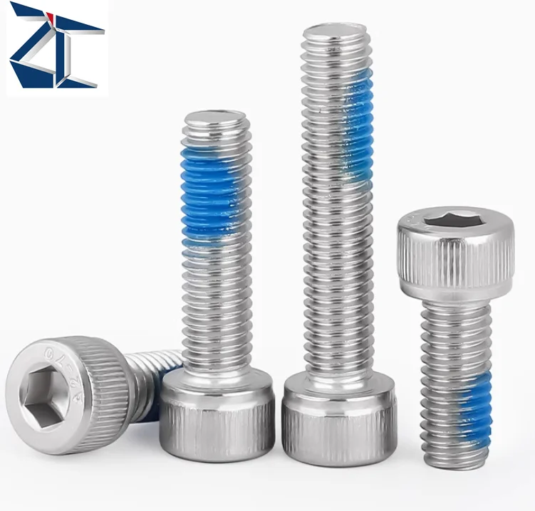 product customized steel countersunk flat pan head threadlock screws bolt anti loosening blue nylon patch locking thread nylok screw-62