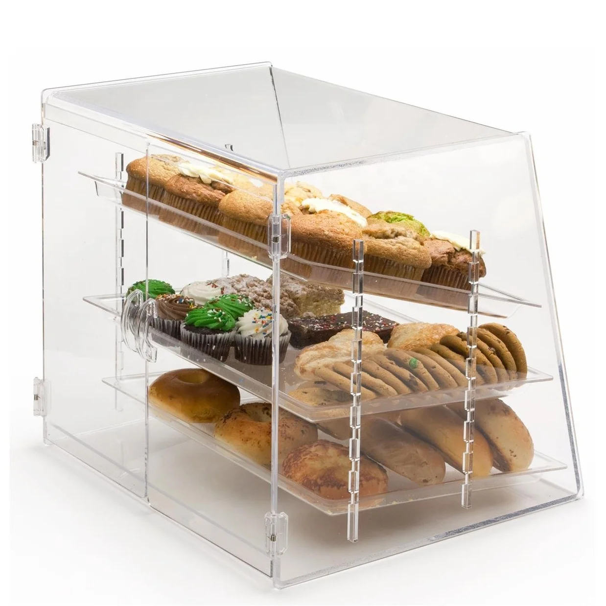 Acrylic Pastry Display Case with 3 Removable Trays Donut Macaron Cookies  Food Lucite Storage Cabinet