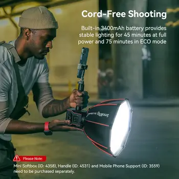 SMALL RIG Cob Video Light RC60B With Built-in 3400mah Battery & Type-c Pd Fast Charging, Continuous Output Light 4247B detail image