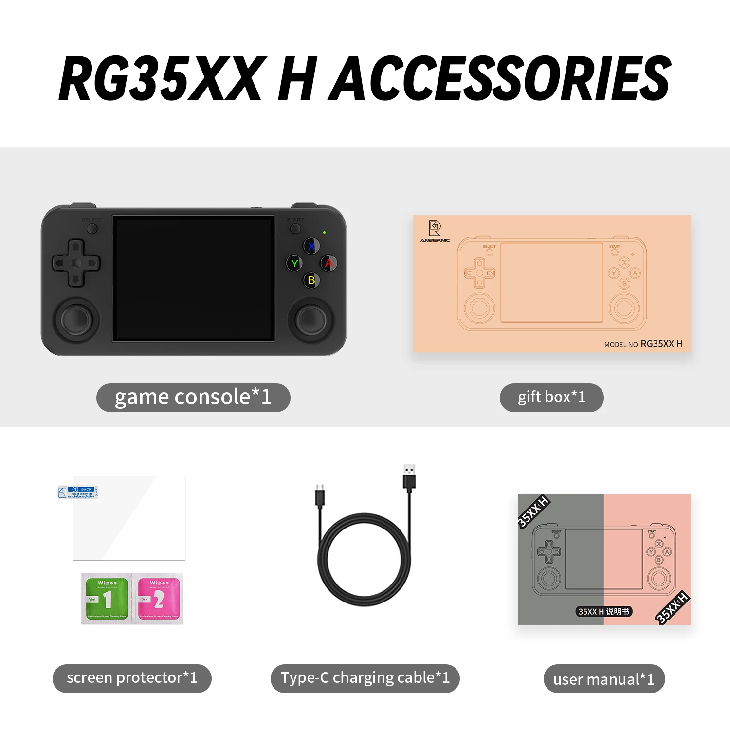 2024 New ANBERNIC RG35XX H RG35XXH Video Game Consoles 3300mAh 