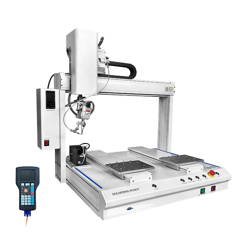 Двойная головка двойная платформа многоосевая настольная автоматическая паяльная машина-робот паяльник для печатной платы