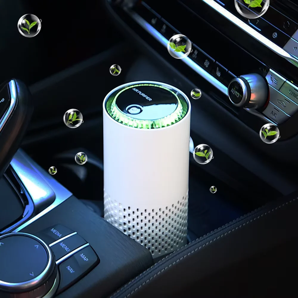 2-in-1 車用空気清浄機 芳香剤 ミニシリンダー空気清浄機 交換可能フィルター付き USB充電式 車のシート・デスクトップ用 7