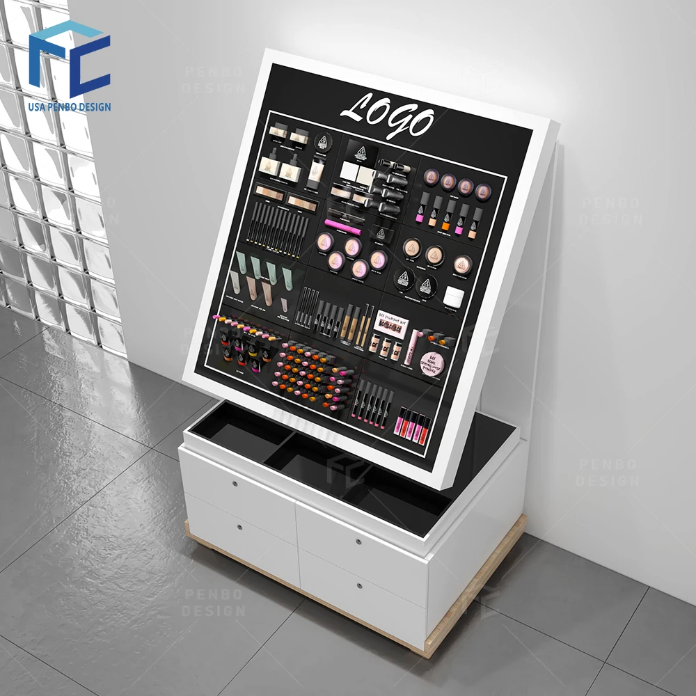 Korean Style Customized Makeup Cosmetic Shop Shelves Design Cosmetic Kiosk for Korean Cosmetic Retail Store
