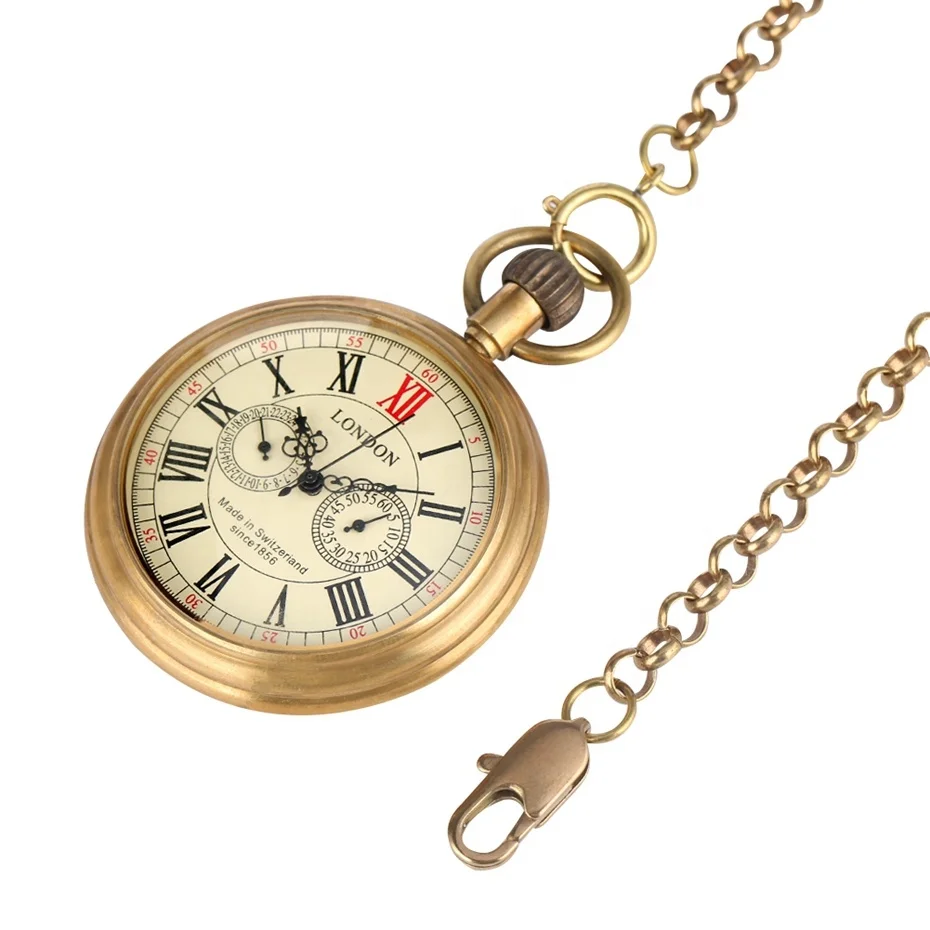 Antique Copper London 1856 Mechanical Pocket Watch Vintage Brass