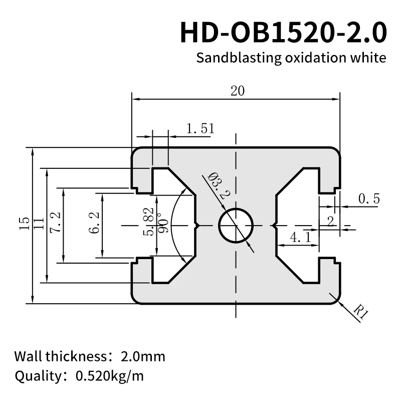 1520 Industrial Aluminum Profile Automation Framework 1520 Aluminum Alloy I-shaped details