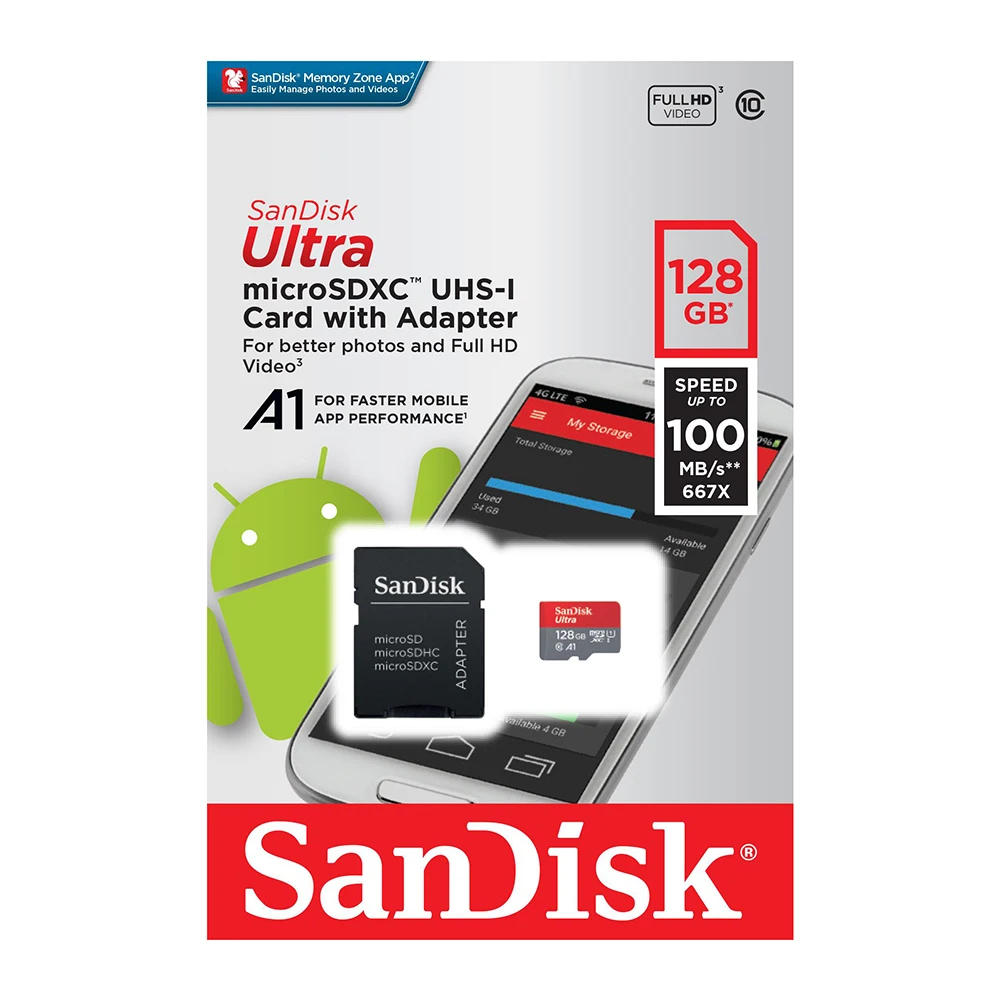 For SanDisk memory card ultra A1 128GB 256GB 100mb/s For MICRO SD Card 32gb class 10 SDXC 64gb Ultra For SDHC 16gb UHS-I memory TF Card