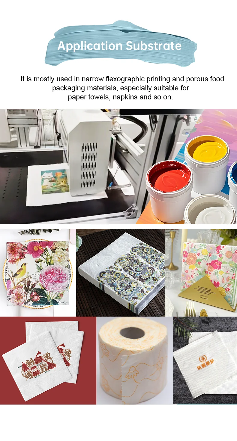 High Wear Resistance Low Odor Water-Based Flexo  Ink for Printing Vibrant Colors for Paper Towels Napkins Printer manufacture