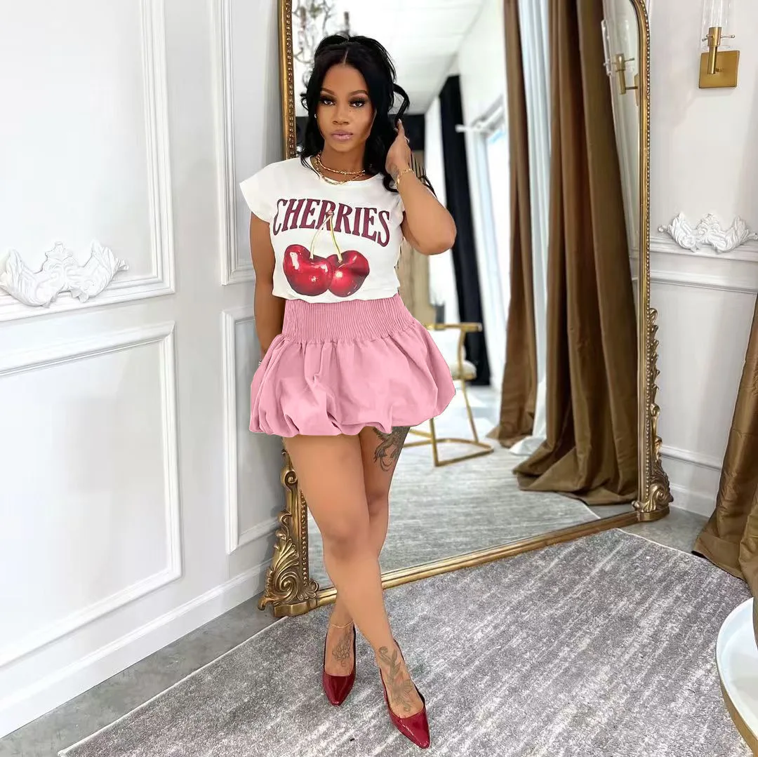 2025 Summer Popular Women's Mini Skirt Solid Color Casual Puffy Skirt Women  Plus Size Short Pleated Skirts