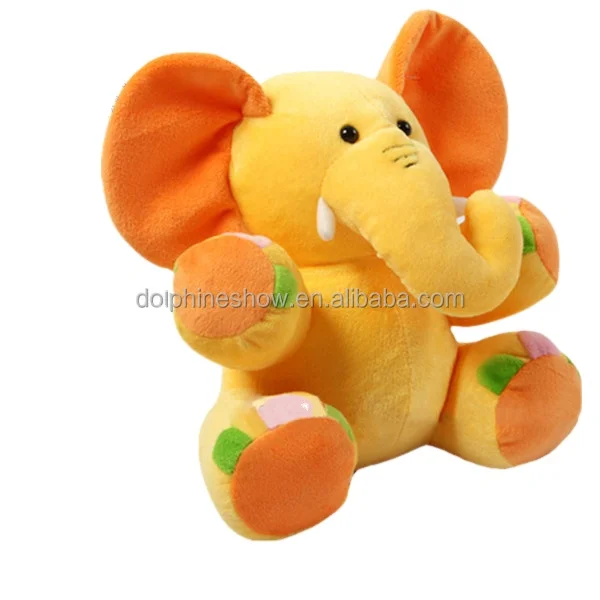 Cheap Plush and Stuffed Orange Elephant Toys with Big Ears Wholesale Cute Custom LOGO Stuffed Soft Toy Yellow Elephant Plush