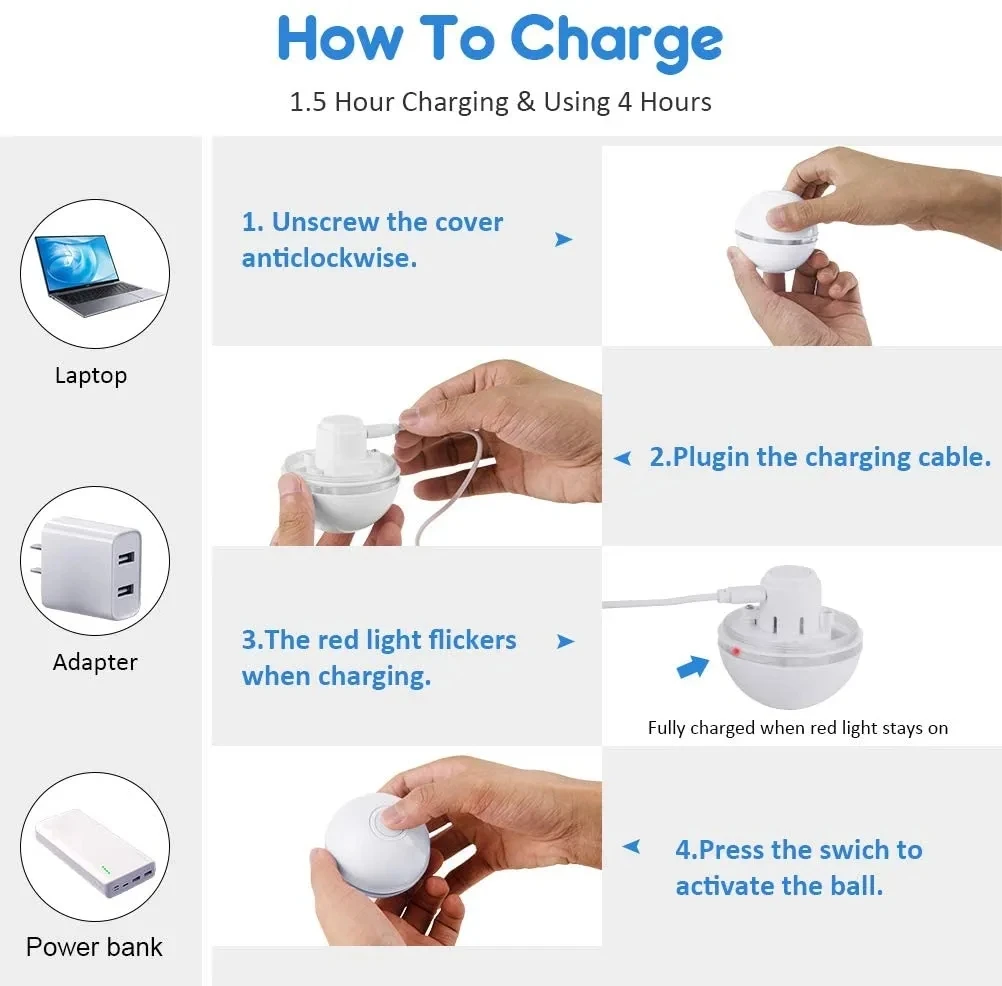 Automatic Interactive Cat Smart Toy Ball Funny With LED Smart Rolling Teaser USB Rechargeable