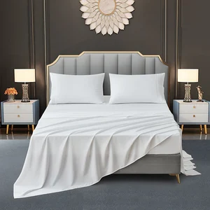 Luxury Wholesale Hotel Bedsheets Soft Fresh and Cool Bamboo Fabric White Bed Sheets Set