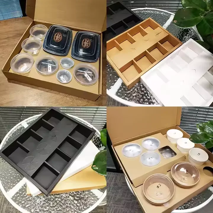 Custom New Party Triple Decker Grazing Box Catering Fast Food Packaging  Sauce Divider Cup Combo Platter Container Deformable Lid
