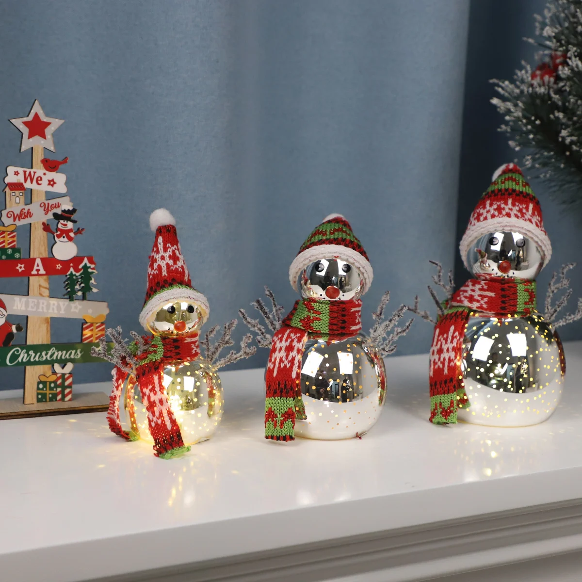 wholesale christmas snowman table decoration cheap clear christmas items hot sale glass ornaments