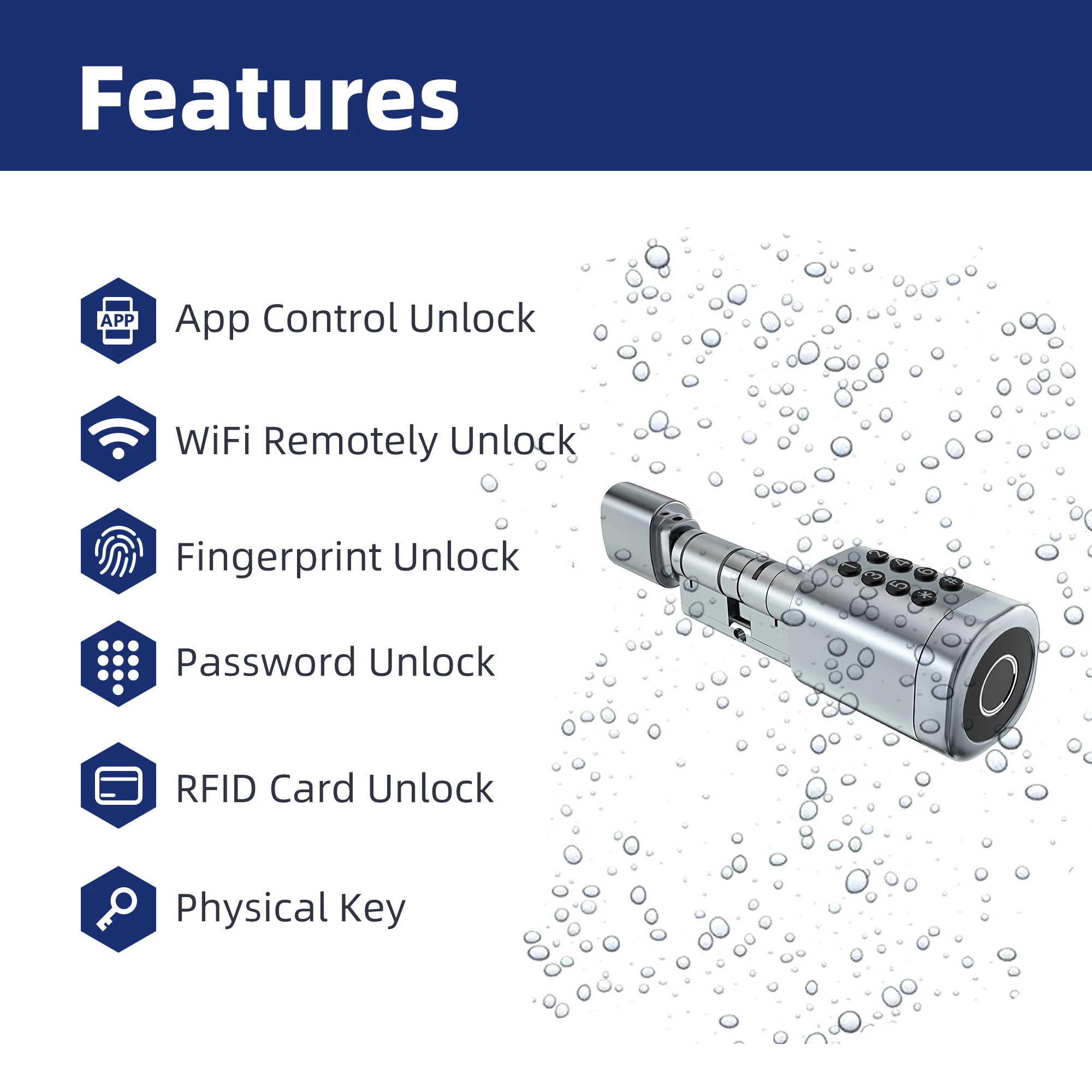 Liliwise Tuya Ttlock Fingerprint  Lock Adjustable WiFi BLE Digital Door Lock Smart Cylinder With Mechanical Key