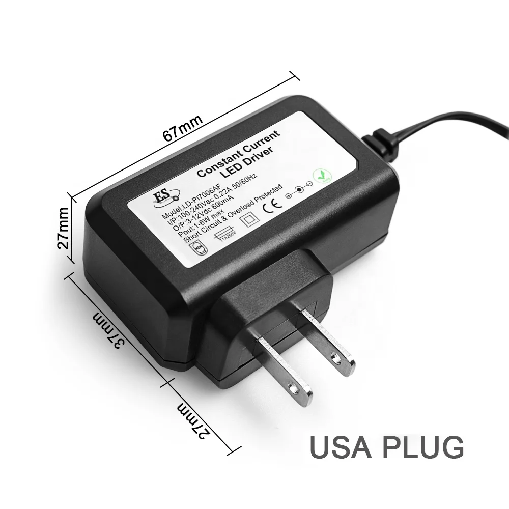 62% efficiency 3W Ce Cul Ul listed Power Supply input 350ma led