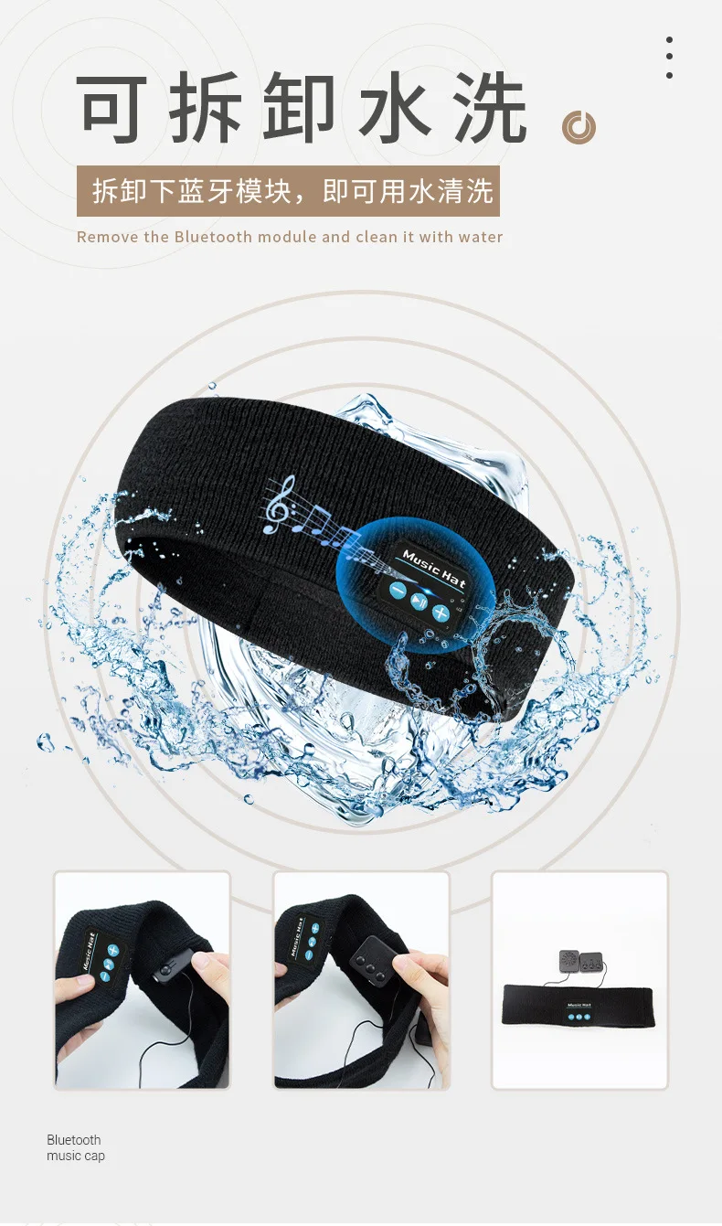 product music sleep bluetooth sport headband for universal model comfortable washable fabric head hat for gym-9