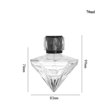 70ml ユニークダイヤモンド型香水スプレーボトル（透明・黒キャップ）