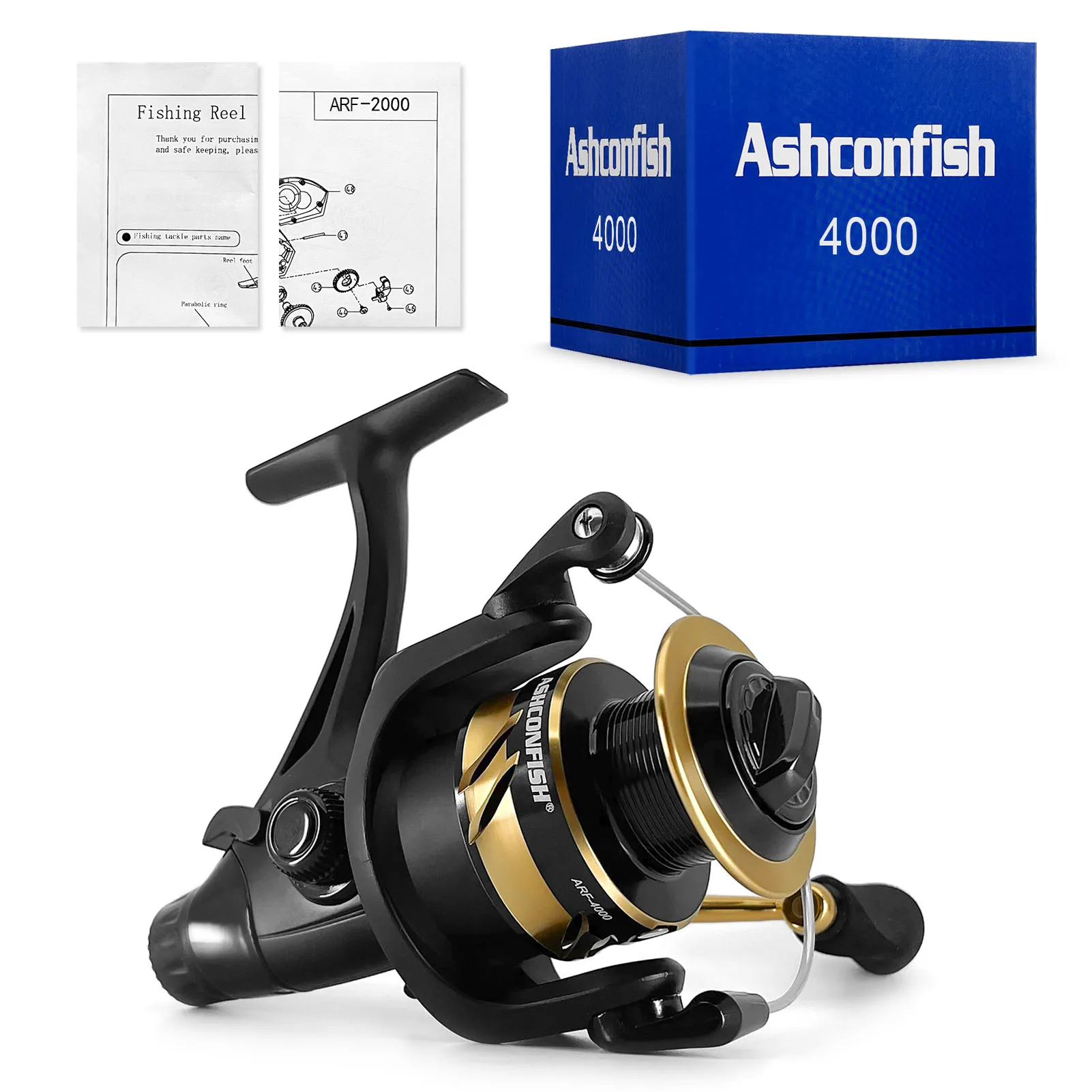 Ashconfish Metal Saltwater Fishing Reel 5000 Fishing Tackle For Carp Double Loading Spinning