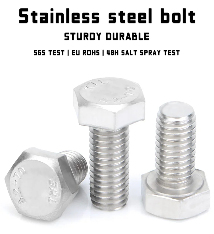 M10 Stainless steel Hex bolts details