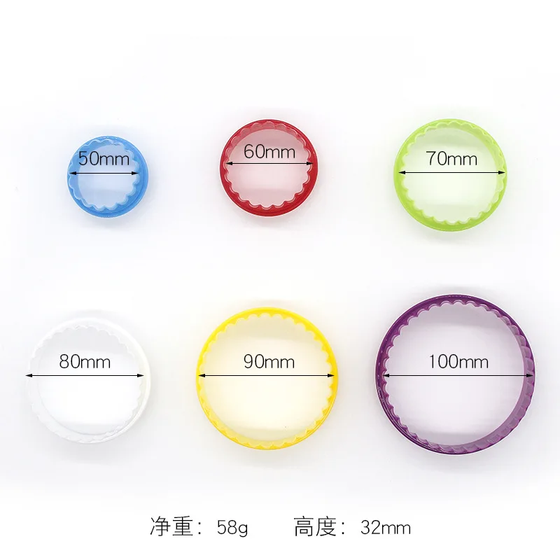 5pcs Assorted Colors Two Side Round Cookie Biscuit Cutters and Fondant Cake Cutters for Dessert Plastic Round Cookie Cutters