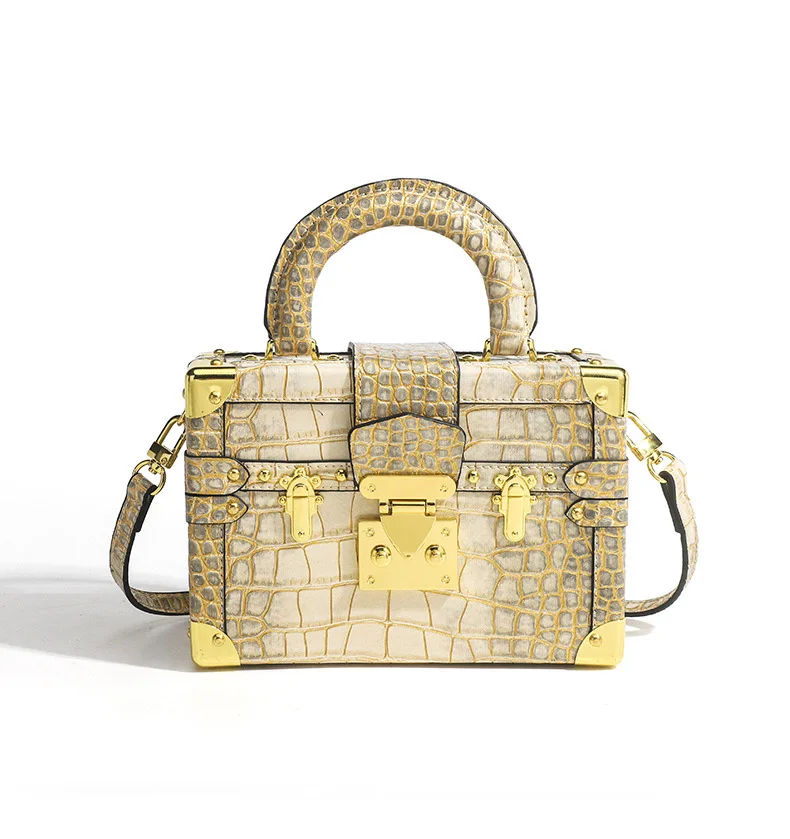 Luxury Crocodile Print Cowhide Women's Handbag Box Bag High Quality ...