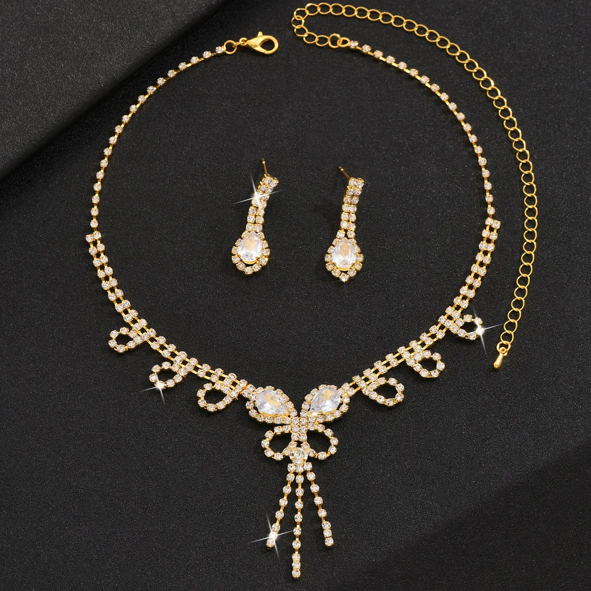 Gold Plated Zircon Butterfly Jewelry Set
