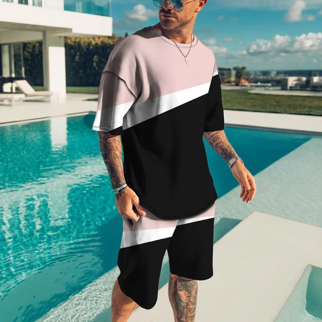 2023 Newest Men T Shirt Set 3D Print Cool Men's Clothes Outfits Casual Beach Shorts Suit Street Popular Tracksuit 2222_voghion.com