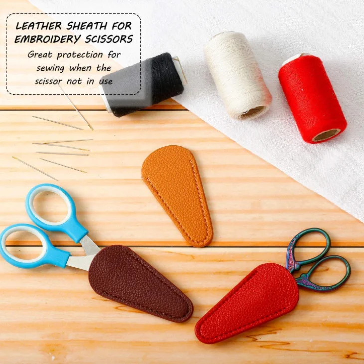 5PCS Scissors Sheath Safety Leather Scissors Cover Protector Colorful  Sewing Scissor Sheath for Embroidery Sewing Accessories