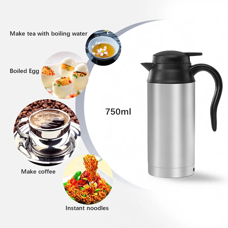 12v 24v Truck Use Car Water Kettle With 750 Cc Capacity Car Electric Kettle Boil Water For Car