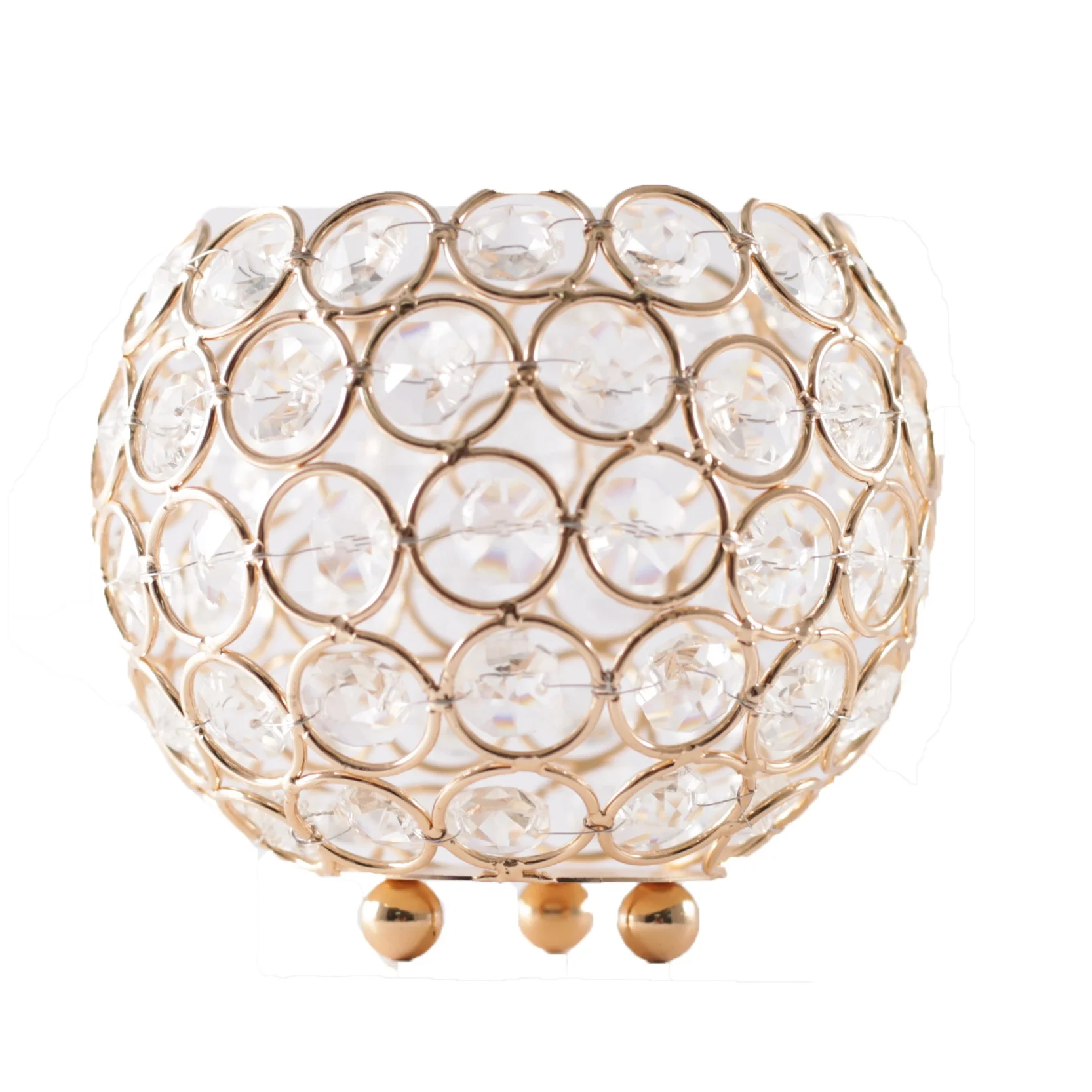 European Style Single Head Golden Candle Cup Crystal Ball Candle Holder Metal Candlestick Holder For Wedding Candlelight Dinner