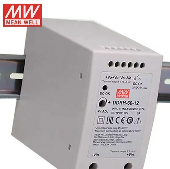 Taiwan Mingwei Ultra Wide Input Switching Power Supply DDRH-60-5V/12V/24V/48V DC-DC Converter 50Hz Output Frequency Single DDRH
