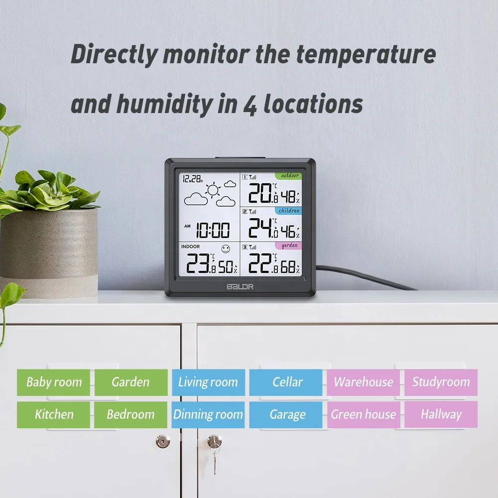 BALDR B0389 Wireless Weather Station Three Remote Sensors DIY The Multi  Location Temperature Humidity Detect High/low Alerts - Buy BALDR B0389 Wireless  Weather Station Three Remote Sensors DIY The Multi Location Temperature