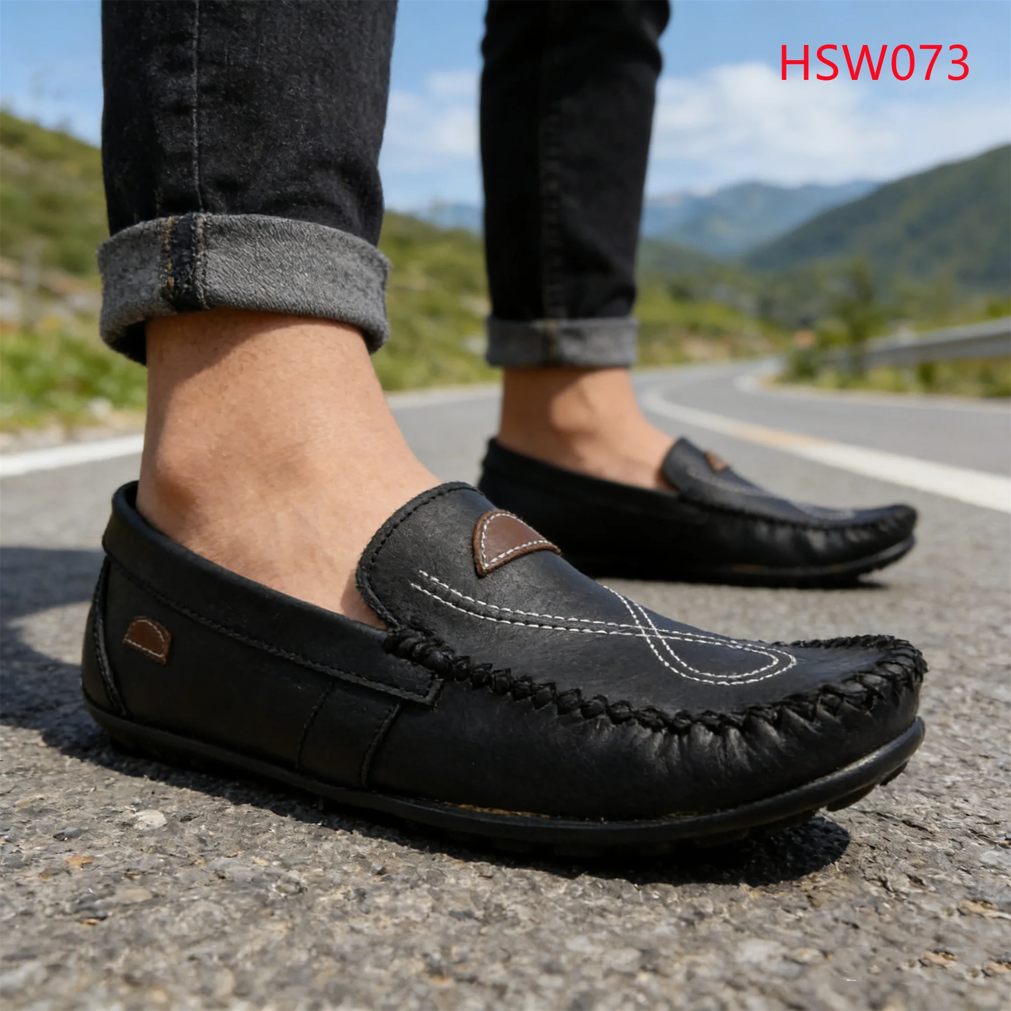 HY,Community Event Hand Stitching Fashion Penny Shoes Africa Popular Upward Curling Style Pirate Pattern Boat Shoes HSW073