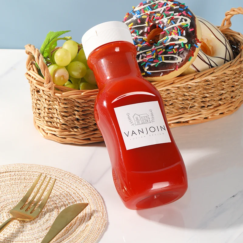 12oz upside down ポリエチレン ケチャップボトル フリップトップ蓋付き