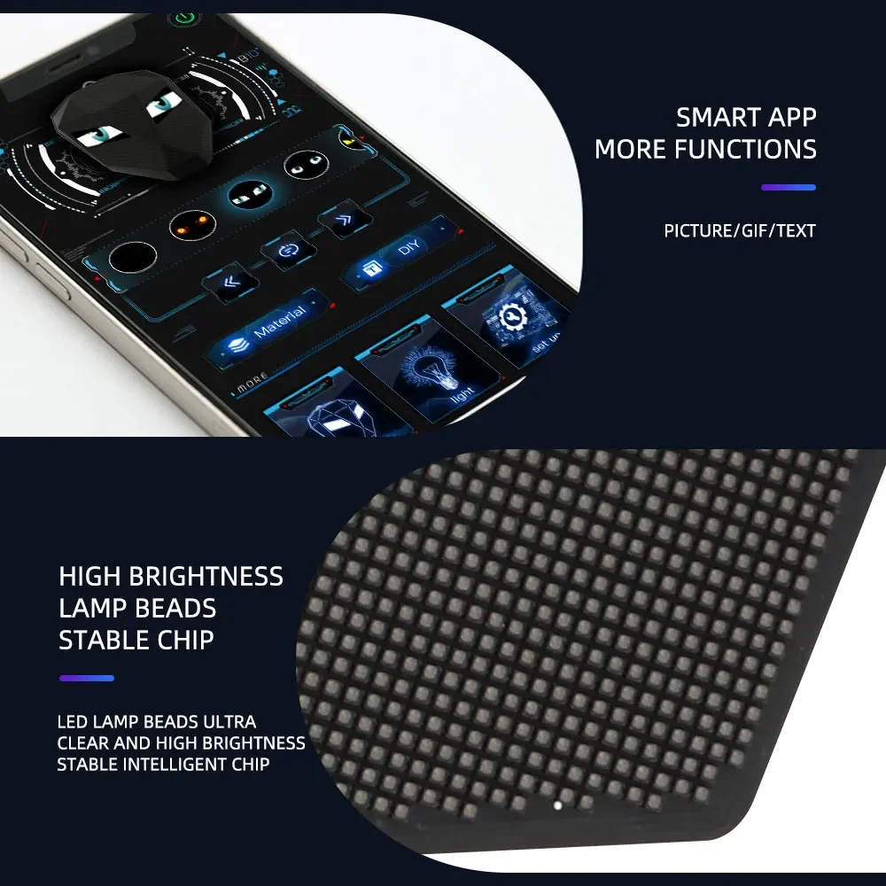 12V Blinking Demon Eyes LED Display Panel Eagle Devil Eyes Winking Screen APP Programmable for Car Backpack Bag Screen