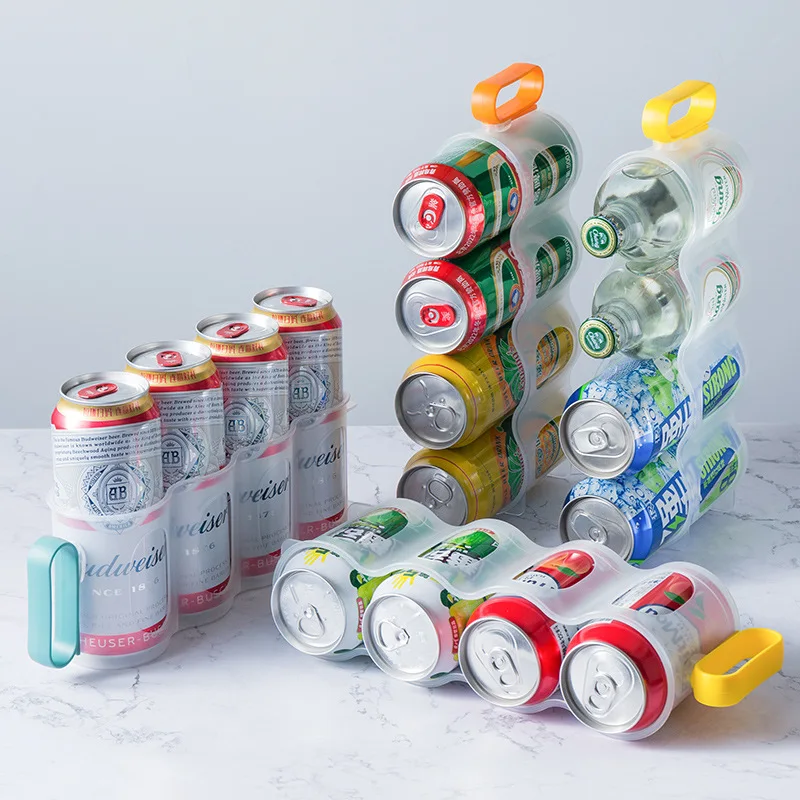 Refrigerator Beverage Soda Can Storage Organizer Water Bottle Storage Dispenser 4 Holes Beverage Storage Rack