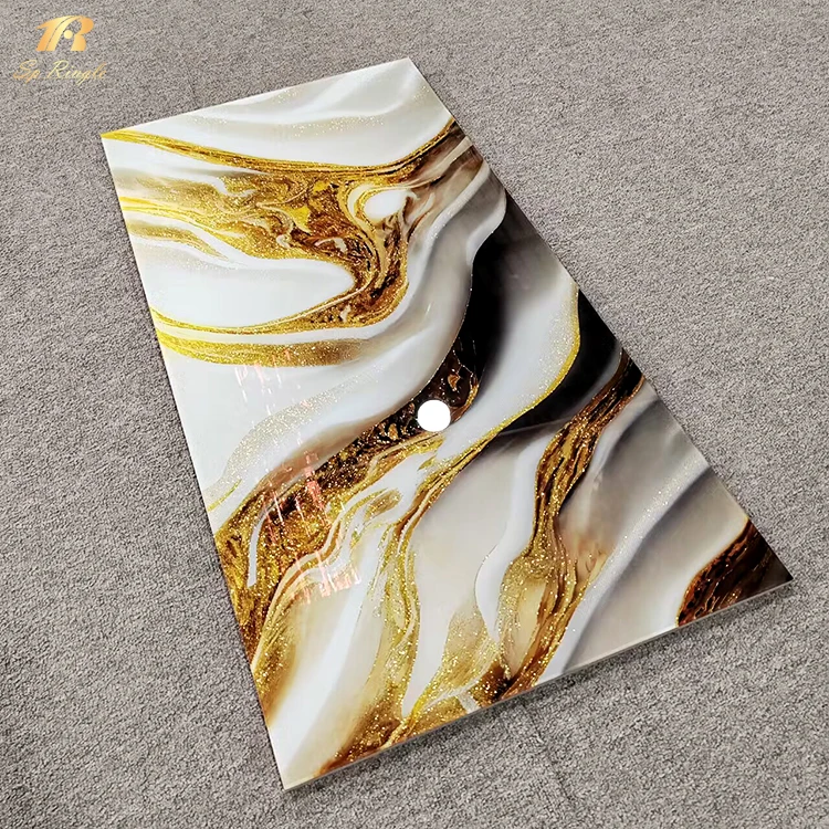Springletile Foshan Mirror Floor Tiles for Hotel Gold Ceramic Polish Glossy Living Rooms Interior Luxury Vitrified Tiles