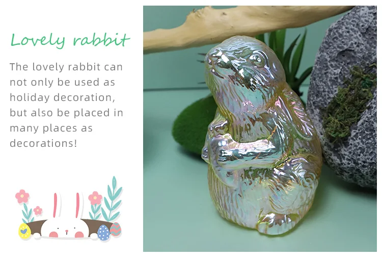 Easter rabbit glass decoration spring home decoration rabbit gift rabbit ornaments Easter bunny home decor gifts supplier