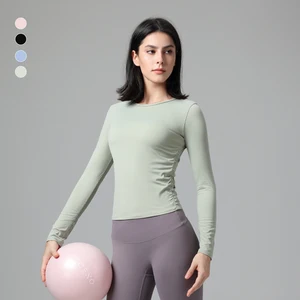 Ladies Running Slim Fit T-shirt Women Side Ruched Designer Fitness Fit Top for Women Custom Long Sleeve Fitness Sport Women Top