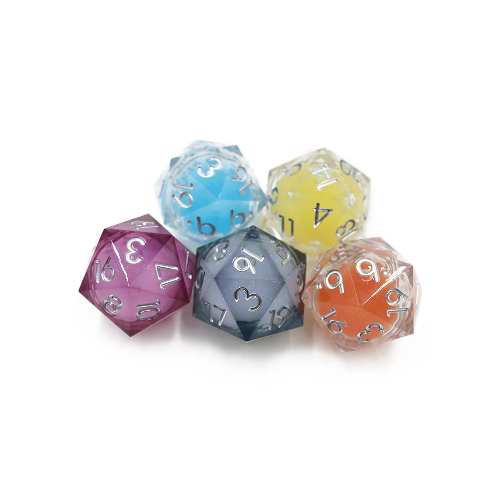 Custom D20 Resin Dice for Dnd Game 33mm Oversize Liquid Core Polyhedral Dice Size 16mm manufacture