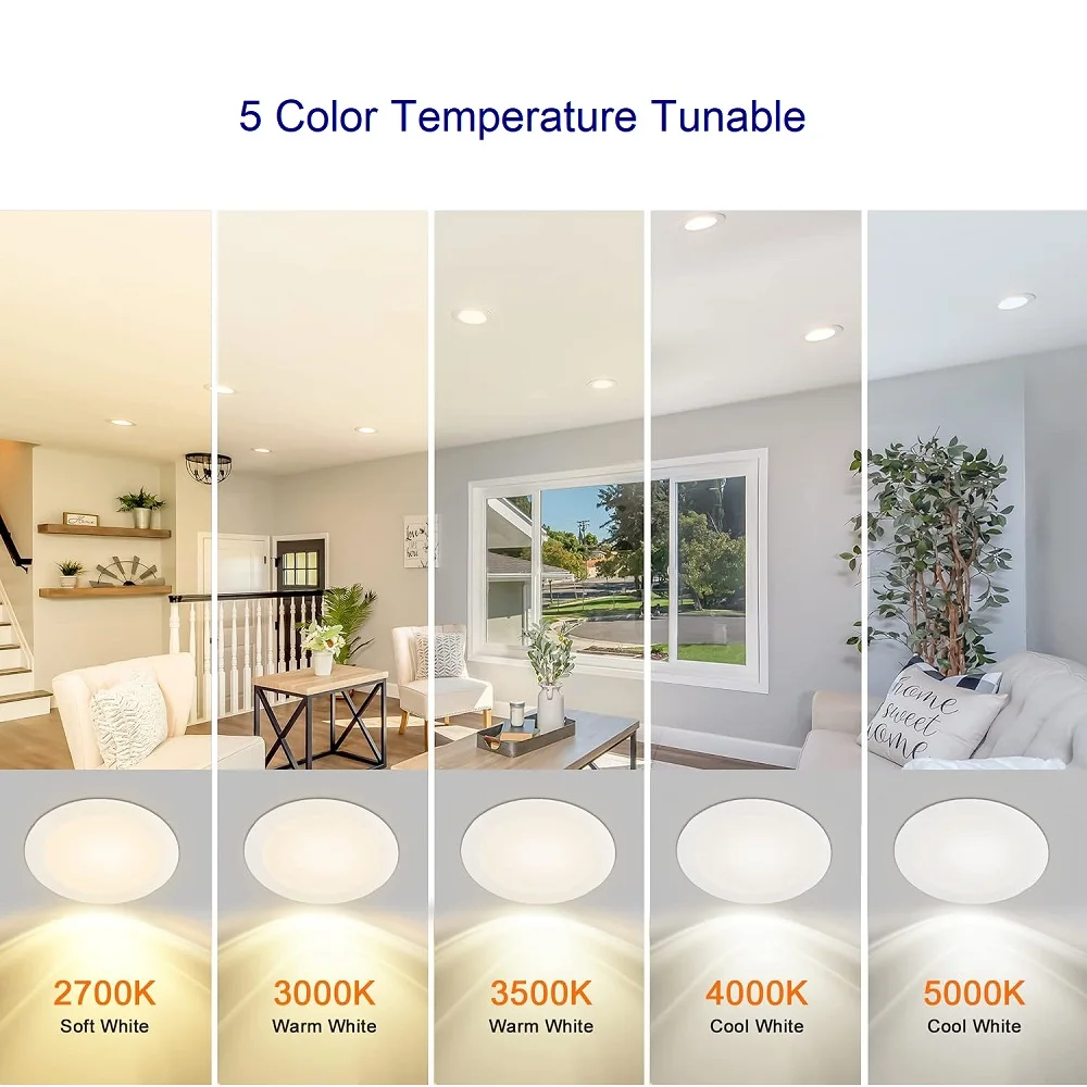 Светодиодный потолочный светильник встраиваемый 4 дюйма 6 дюймов 5 цветов с возможностью настройки и