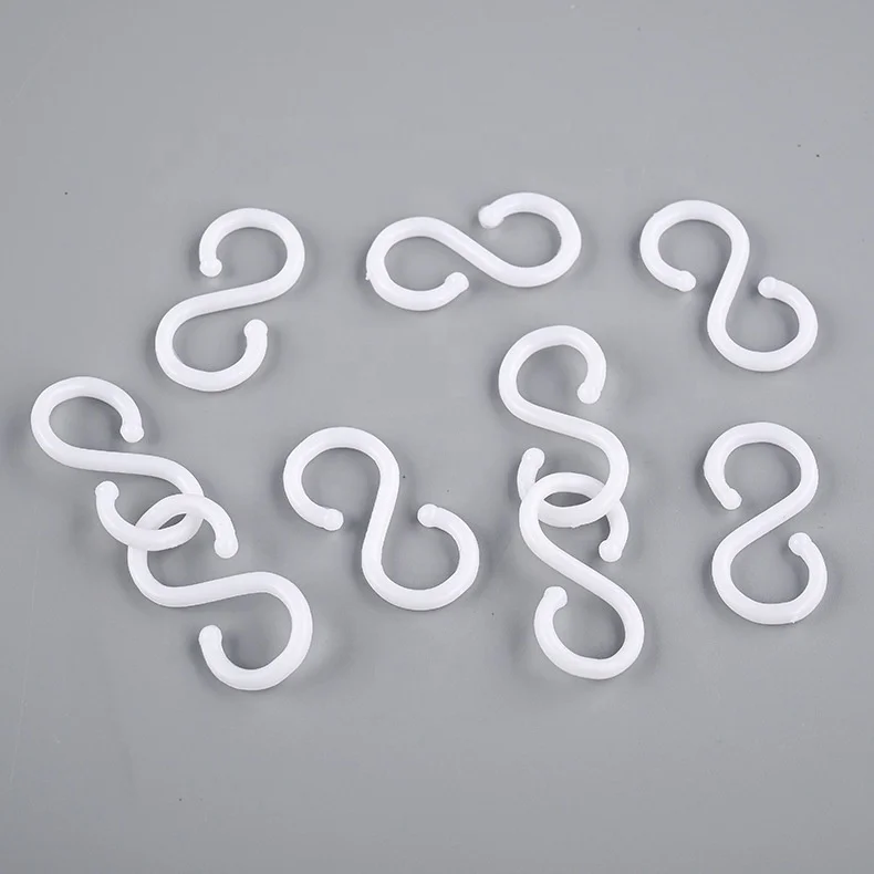 Plastic Large S Shape Hook Multi Purpose White for Door Back Hanging Clothes Kitchenware Bathroom Nail Free S Hook