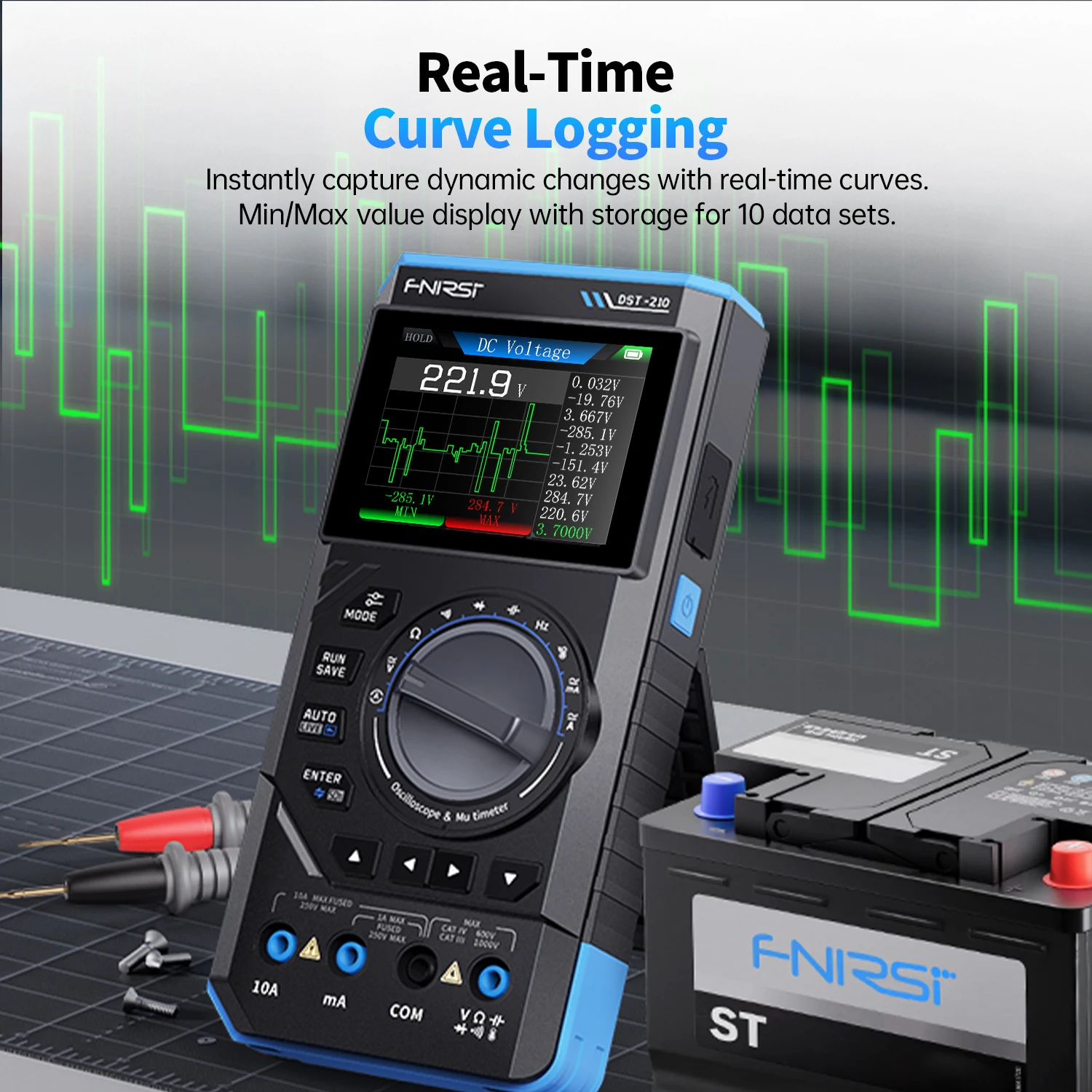 FNIRSI DST-201 1MHz Oscilloscope, signal Generator with 13 Types Output Waveform, 3 in 1 Muiti-functional Multimeter