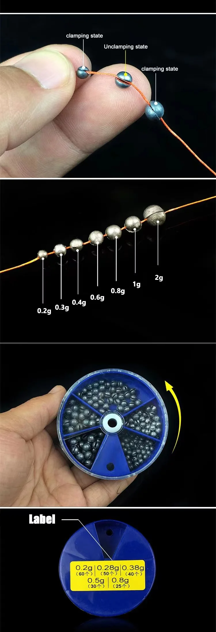 Fishing Weights Sinkers 200PCS/105PCS Round Split Shot Sinker Set 5 Sizes Lead Weights Removable For Versatile Fishing Purposes