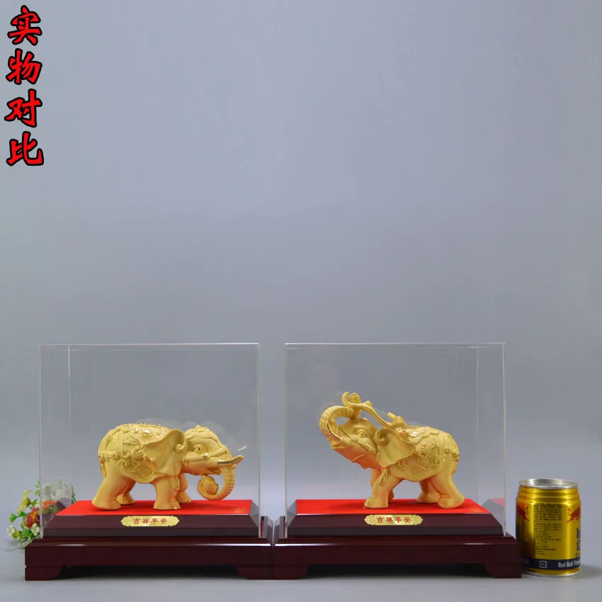 Оптовая Продажа с фабрики 1 шт. доставка бизнес-предприятие фэн-шуй офисная модель 24k золотой слон