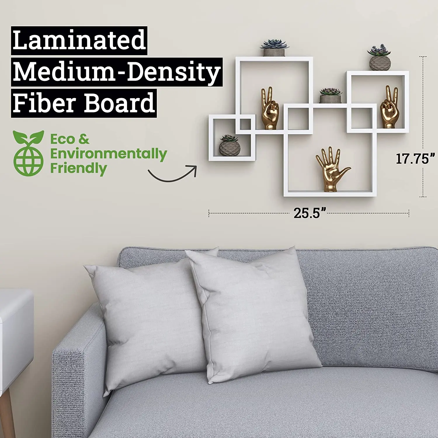 White Square Floating Cube Shelves Intersecting Wall Mounted Shelves For Bedrooms Living Rooms